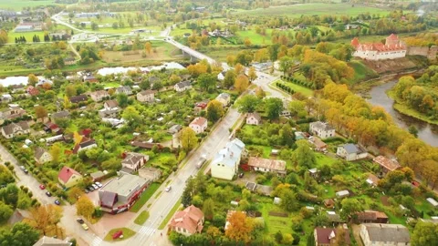 4K video from drone to Bauska Castle .Bauska, Latvia. Stock Footage 305668630