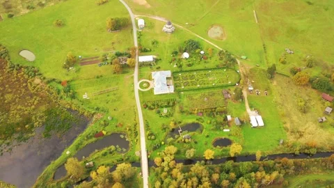 4K video from drone to Brukna Manor and church. Bauska, Latvia. Stock Footage 306551487