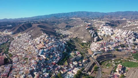 4K video from drone to cityscape of Las Palmas at sunrise.Gran Canaria, Spain Stock Footage 292097455
