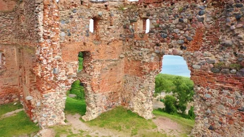 4K video from drone to of the Ludza Medieval Castle. Ludza, Latgale, Latvia 動画素材 324751625