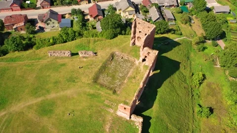 4K video from drone to of the Ludza Medieval Castle. Ludza, Latgale, Latvia Stock Footage 324804856