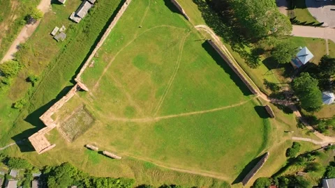 4K video from drone to of the Ludza Medieval Castle. Ludza, Latgale, Latvia Stock Footage 324804898