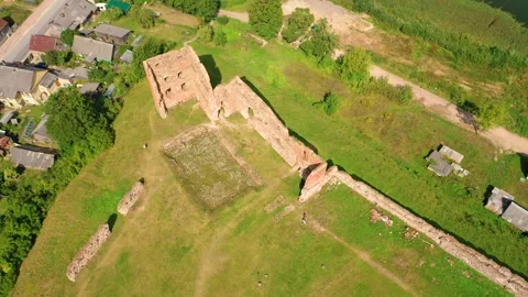 4K video from drone to of the Ludza Medieval Castle. Ludza, Latgale, Latvia Stock Footage 324804906