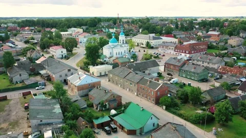 4K video from drone to Ludza Orthodox Church.Ludza, Latgale, Latvia Stock Footage 324618609