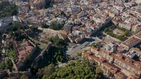 4K video from drone to of Malaga Gibralfaro castle Stock Footage 168317585