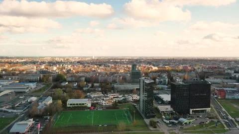 4K video from drone to the modern district of Skanste in Riga.Latvia Stock Footage 296776402