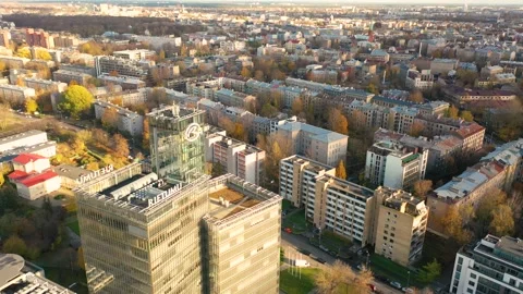 4K video from drone to the modern district of Skanste in Riga.Latvia Stock Footage 296776405