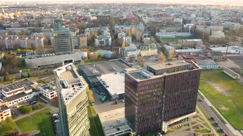 4K video from drone to the modern district of Skanste in Riga.Latvia Stock Footage 296776415