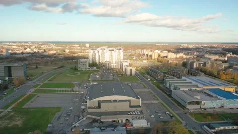 4K video from drone to the modern district of Skanste in Riga.Latvia Stock Footage 296776421