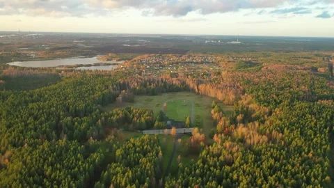 4K video from drone to Monuments at Salaspils Memorial Ensemble. Latvia Stock Footage 296776153
