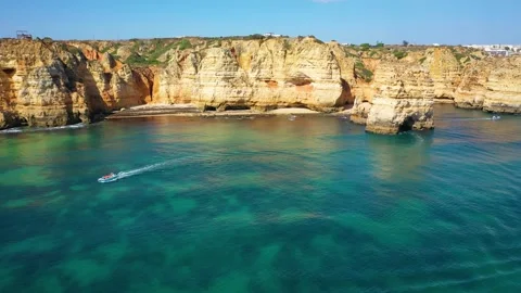 4K video from drone to Ponta da Piedade near Lagos in Algarve,Portugal. Stock Footage 320072167
