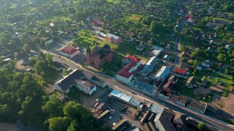4K video from drone to of Rezekne city center.Latgale,Latvija. 動画素材 318634053
