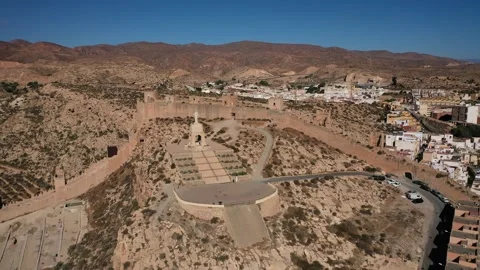 4K video from drone to San Cristobal Hill ( Cerro San Cristobal ) Almeria,Spain Stock Footage 299985311