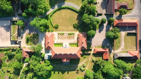 4K video from a drone to Suuremoisa baroque manor. Hiiumaa, Estonia, baltic. Stock Footage 331407356