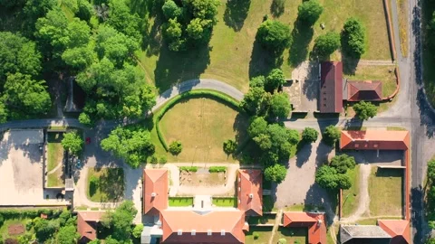 4K video from a drone to Suuremoisa baroque manor. Hiiumaa, Estonia, baltic. Stock Footage 331407361