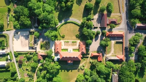 4K video from a drone to Suuremoisa baroque manor. Hiiumaa, Estonia, baltic. Stock Footage 331407372