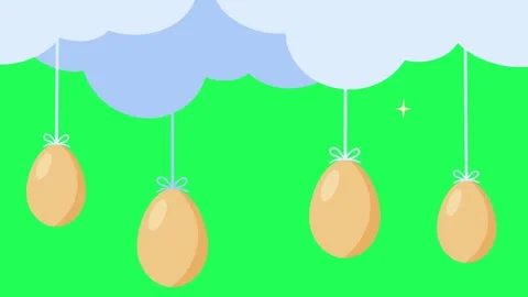4K video Easter Footage with Egg Illustration on Green Screen Background Stock Footage 285052112