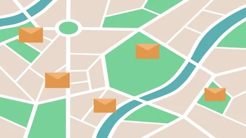 4K video email Footage with Map Location, envelope email Illustration Stock Footage 288790955