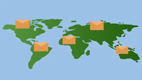 4K video email Footage with Map Location, envelope email Illustration Stock Footage 288791010