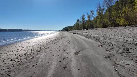 4K video of  empty beach at Columbia River on Sauvie Island in Portland, OR, USA Stock Footage 318636508