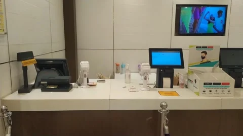 4k Video of empty billing counter in shopping mall. Stock Footage 248709454