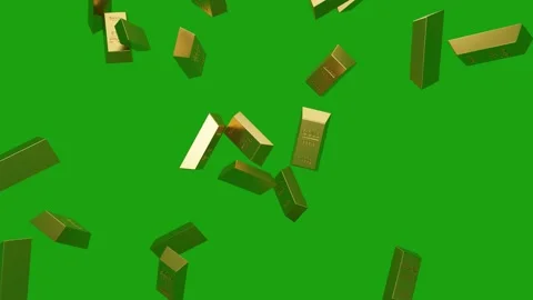 4k video Falling gold bars on green background. Financial success, business inve Stock Footage 176604641