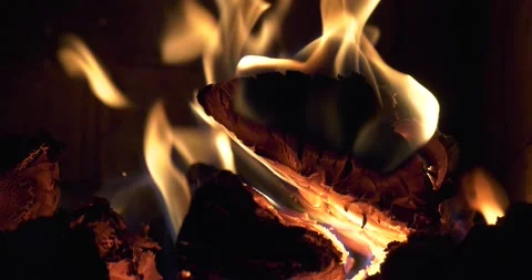 4K video of fire burning in fireplace Stock Footage 155355818