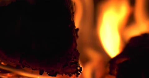 4K video of fire burning in fireplace Stock Footage 155355951