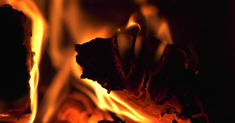 4K video of fire burning in fireplace Stock Footage 155355961