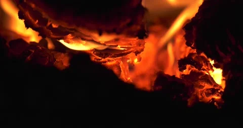 4K video of fire burning in fireplace Stock Footage 155355962