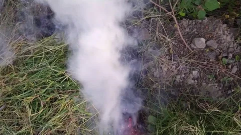 4K Video of fire smog while burning garbage. Stock Footage 245533024