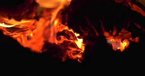 4K video of fireplace with burning fire Stock Footage 155355969
