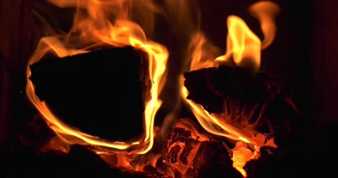 4K video of fireplace with burning fire Stock Footage 155360423