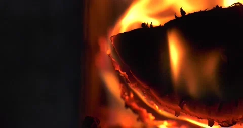 4K video of fireplace with burning fire Stock Footage 155360439