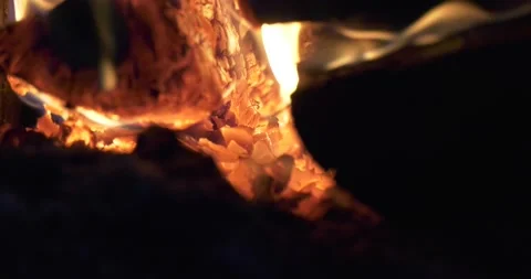 4K video of fireplace with burning fire Stock Footage 155360441