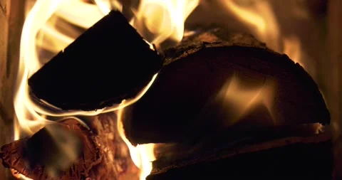 4K video of fireplace with burning fire Stock Footage 155360444