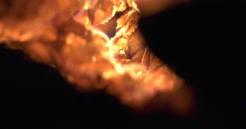 4K video of fireplace with burning fire Stock Footage 155360679