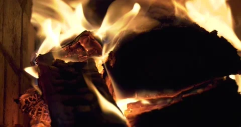 4K video of fireplace with burning fire Stock Footage 155360691