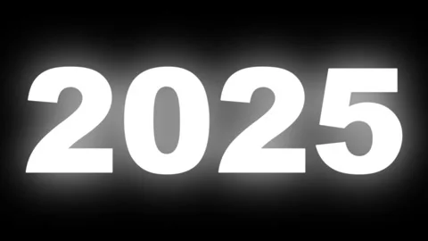 4K video flashing, flicker text 2025, white bright neon light Stock Footage 278909594