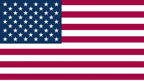 4K video. Flat simple loop animation. American flag with white, red stripes Stockbeeldmateriaal 338312797