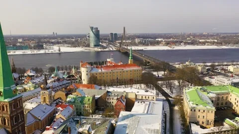4K video from flying drone to Riga Castle.Riga, Latvia, Baltics. Stock Footage 303935195