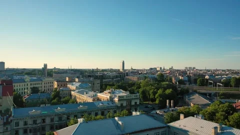 4K video from flying drone to Riga city.Latvia, Baltics Видео 317310904
