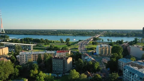 4K video from flying drone to Riga city.Latvia, Baltics Stock Footage 317310981