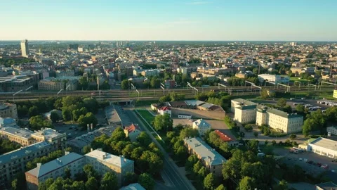 4K video from flying drone to Riga city.Latvia, Baltics Stock Footage 317310995