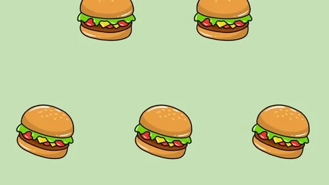 4K video Footage with food pattern. Hamburger spinning and falling down Stock Footage 274393473