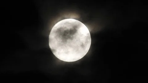 4k video full moon real time in the sky. Clouds passing by moon at night Stock Footage 120357185