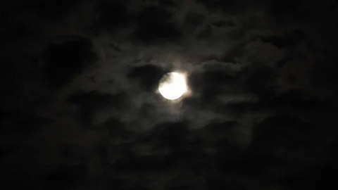 4k video full moon real time in the sky. Clouds passing by moon at night Stock Footage 120357635