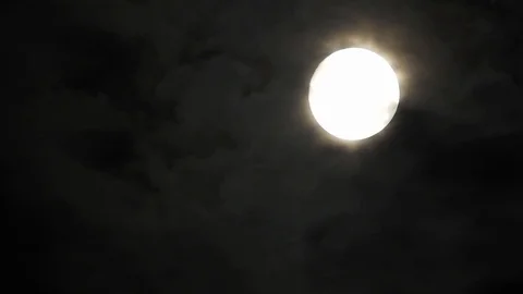 4k video full moon in the sky. Full moon at night with clouds 스톡 동영상 120357728