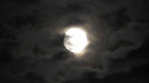 4k video full moon in the sky. Full moon at night with clouds Stock Footage 120358257