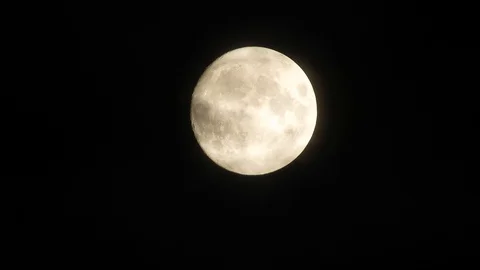 4k video full moon in the sky. Full moon at night with clouds 스톡 동영상 120358348